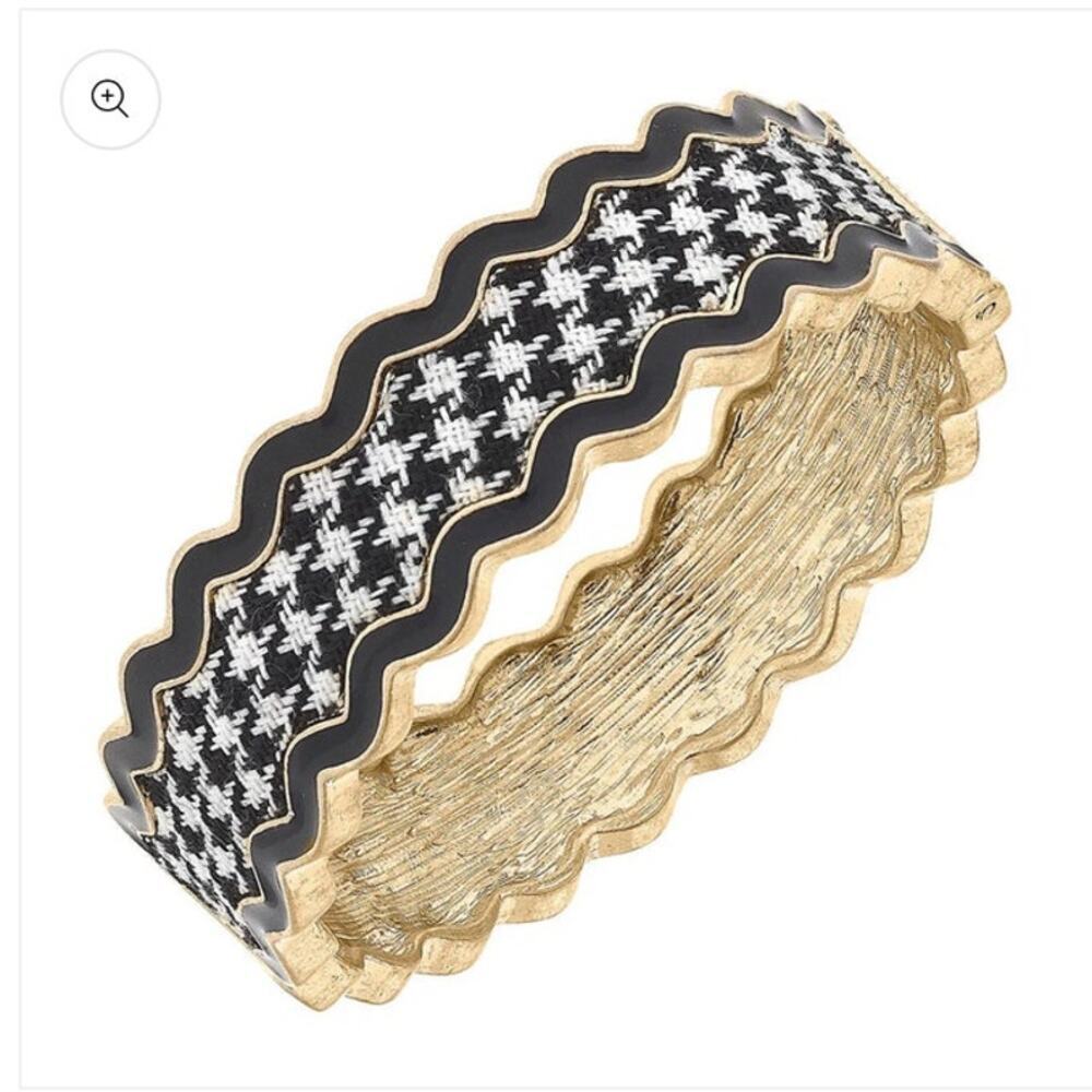 Annalise Houndstooth Statement Bangle in Black & White